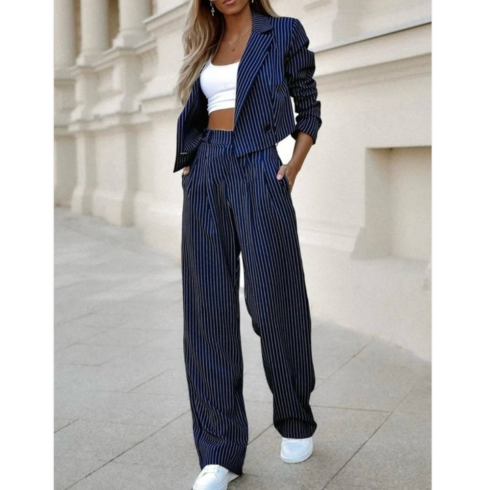 Striped Navy Women's Suit Set